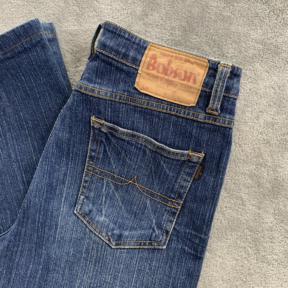 Vintage Bobson Jeans Mens Size 30x29” Japanese Denim Blue Whiskers Cotton Blend - Picture 2 of 13